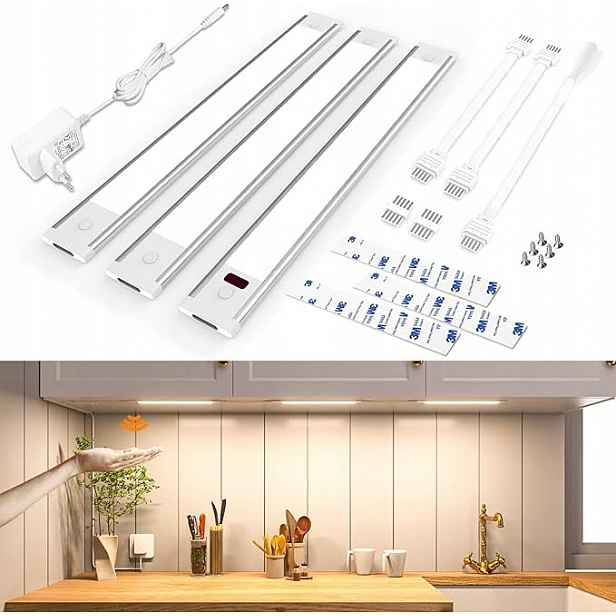 Led podskříňkové osvětlení Wobsion 2 ks, tenké, neutrální bílá barva 4000K, 42 cm