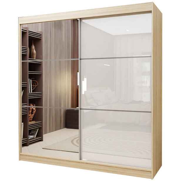 MASSENO ŠATNÍ SKŘÍŇ S POSUVNÝMI DVEŘMI VITALE, 200/216/61 cm 2dveřová se zrcadlem, dub Sonoma