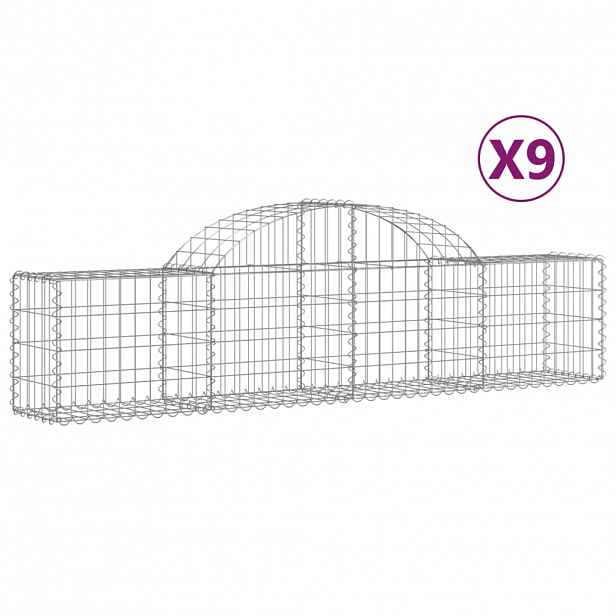 vidaXL Klenuté gabionové koše 9 ks 200x30x40/60 cm pozinkované železo