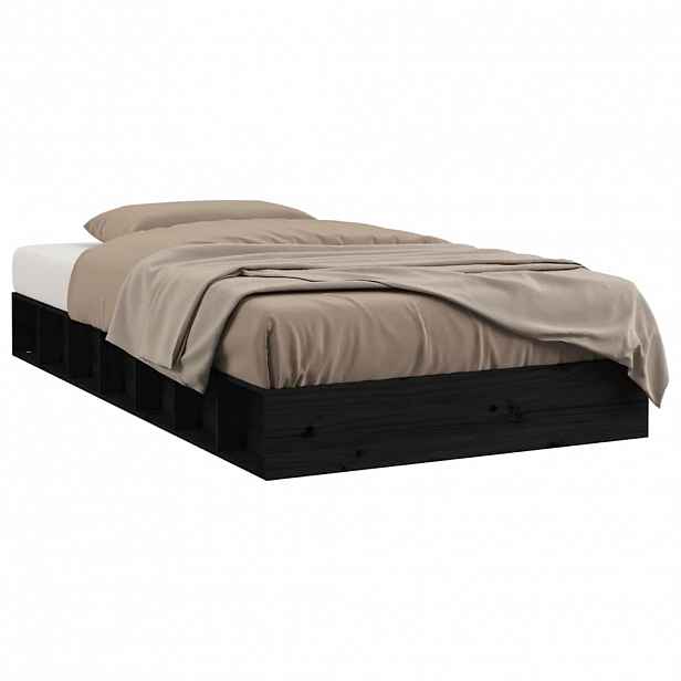 vidaXL Rám postele černý 75 x 190 cm Small Single masivní dřevo