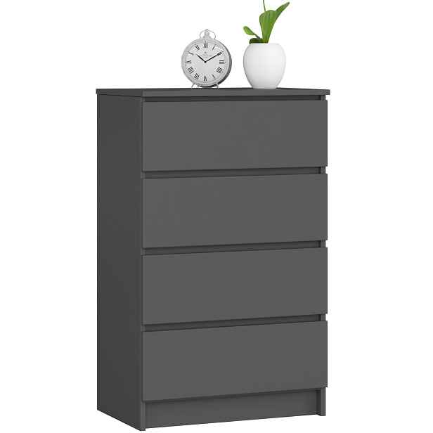 Ak furniture Komoda Kuba 60 cm - 4 šuplíky grafit