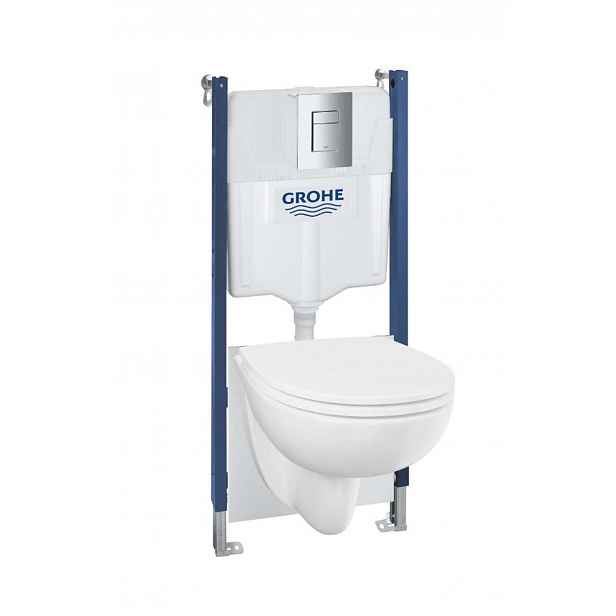 Grohe Solido - Set předstěnové instalace, klozetu Bau Ceramic a sedátka softclose, tlačítko Even, chrom 112954SH00