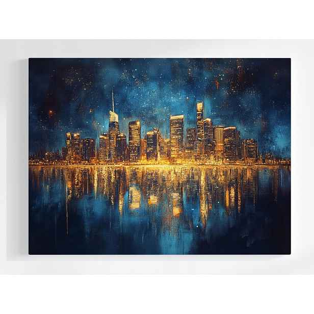 Plakát Panorama Noc Usa New York Manhattan Světla 100x75