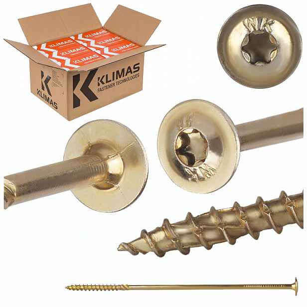 Tesařské vruty Torx 10x320 mm 200 ks talířové na dřevo Klimas Wkcp