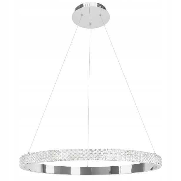 Led Závěsná Lampa Křišťálová Kulatá Glamour Chrom XXL Toolight