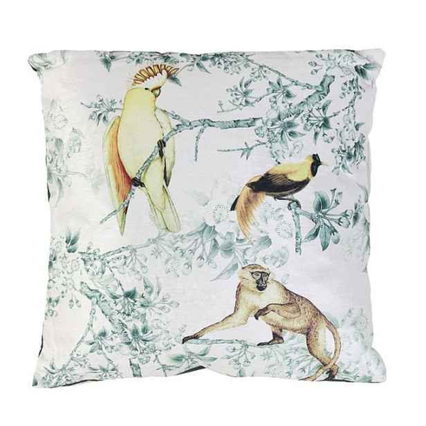 Bílý polštář s papoušky Daintree - 45*45 cm Light & Living