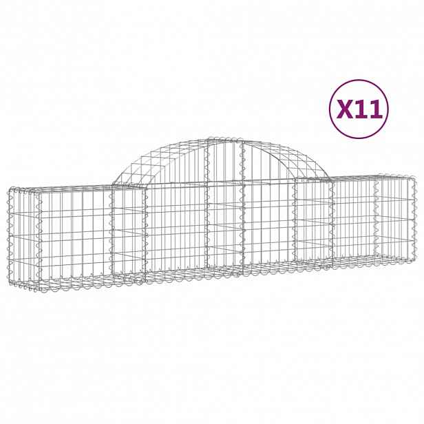 vidaXL Klenuté gabionové koše 11 ks 200x30x40/60 cm pozinkované železo