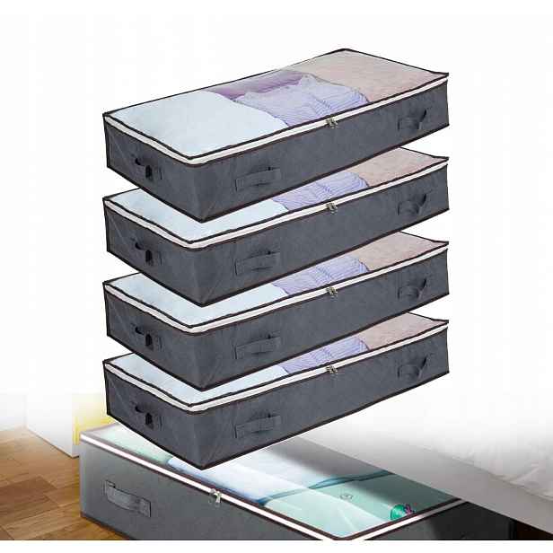 4X Taška Pod Postel Pro Ukládání Oblečení, Boxy, Organizér, Nádoby 90 L