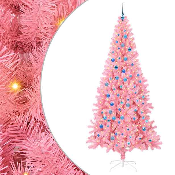 vidaXL Vánoční stromeček Růžová 240 cm PVC