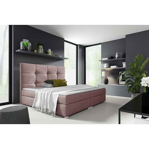 Čalouněná postel Honor 180x200cm, růžová Jasmine HELCEL