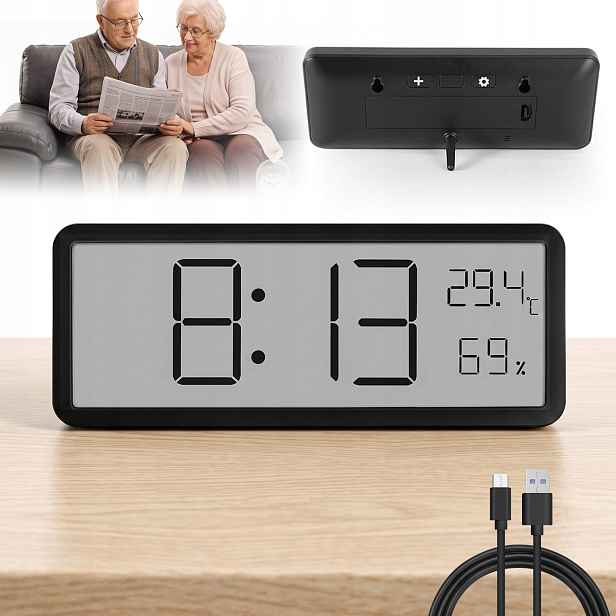 Obdélníkové nástěnné hodiny Lcd 8In do ložnice s zobrazením času