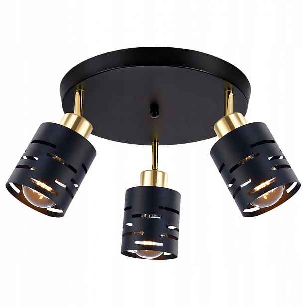 stropní svítidlo Led lustrová lampa 3x E27, svítidlo Loft, černá, zlatá