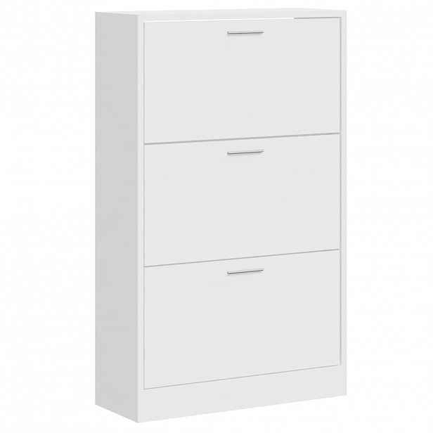 vidaXL Botník bílý s vysokým leskem 63x24x103 cm kompozitní dřevo