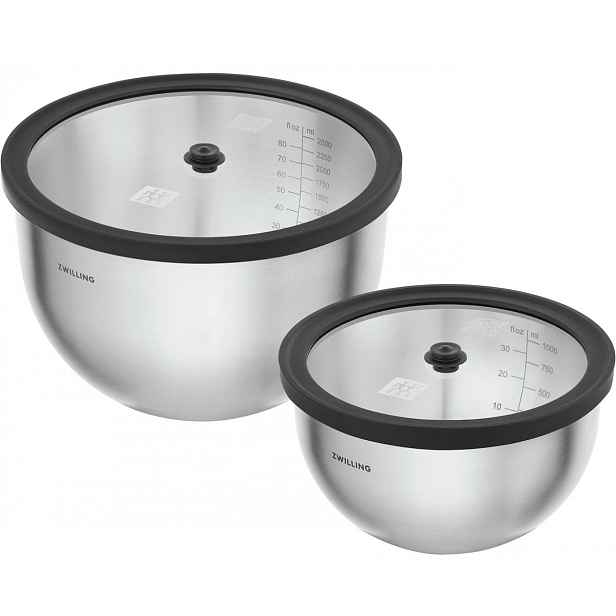 Zwilling Fresh & Save Sada 2 ocelových misek s víkem stříbrná