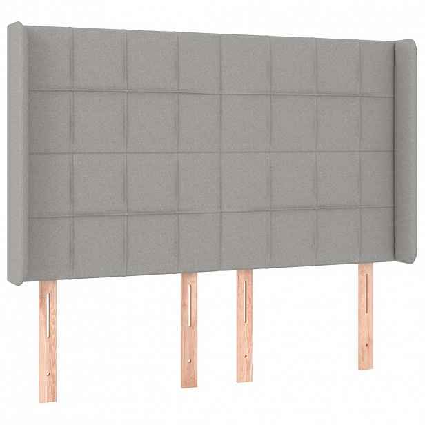 vidaXL Čelo postele typu ušák světle šedé 147x16x118/128 cm textil