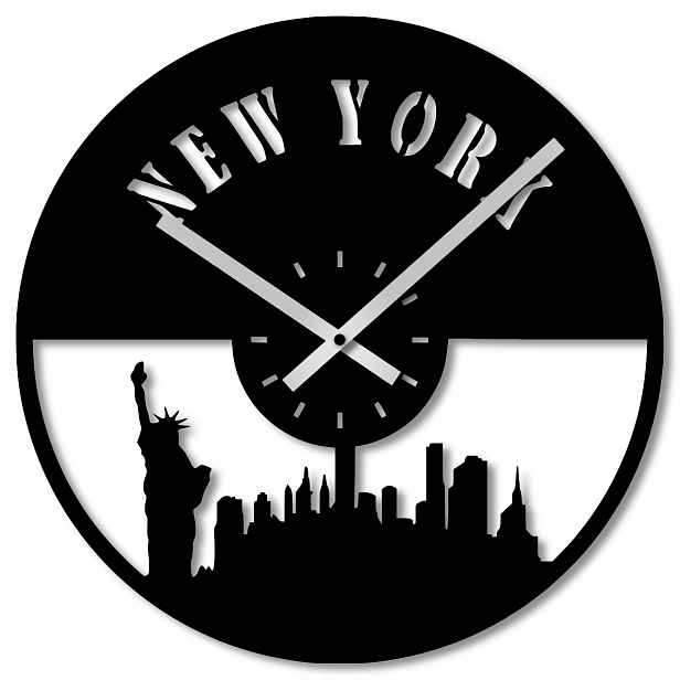 Nástěnné Hodiny 60 cm Nástěnné Hodiny Velké Dřevěné Hodiny Černé New York