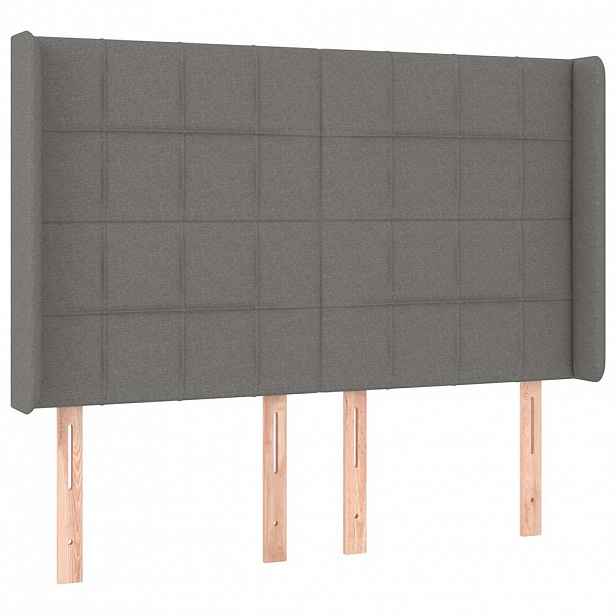 vidaXL Čelo postele typu ušák tmavě šedé 147x16x118/128 cm textil