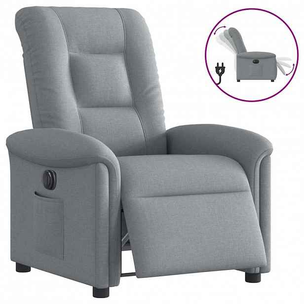 vidaXL Elektrické polohovací křeslo světle šedé textil