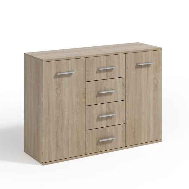 MASSENO KOMODA GIACOMO II, 112/85/33 cm se 4 zásuvkami a 2 dvířky, dub Sonoma