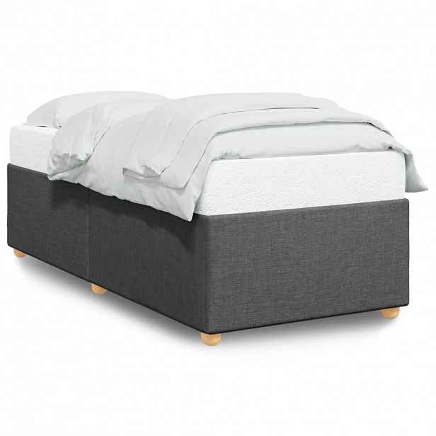 vidaXL Rám postele bez matrace tmavě šedý 90 x 200 cm textil