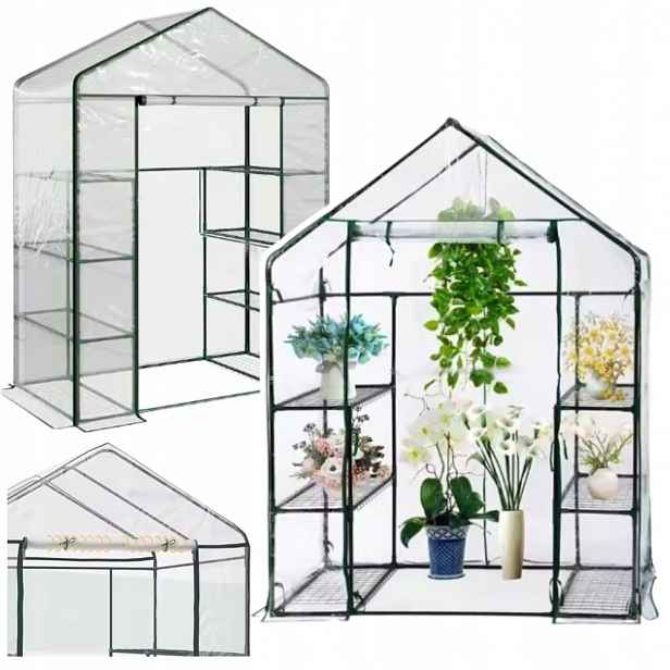 Balkonový fóliový skleník 4 police Pvc 195x143x73 cm transparentní