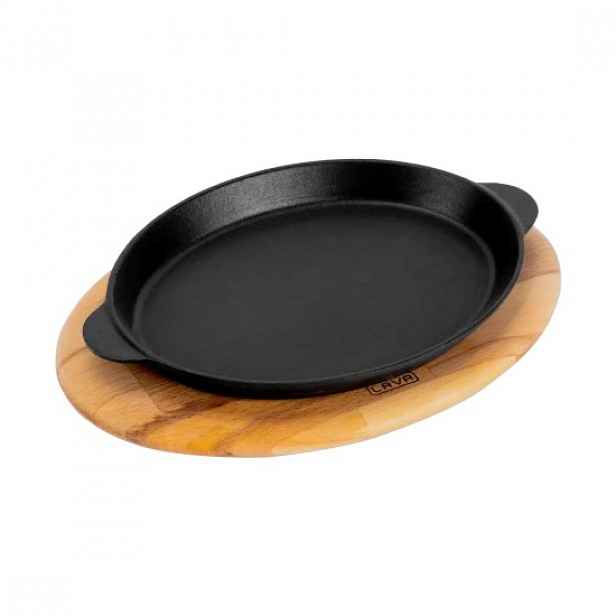 Oválný tác na fajitu, litina, 24 x 18 cm, s dřevěným stojanem - LAVA