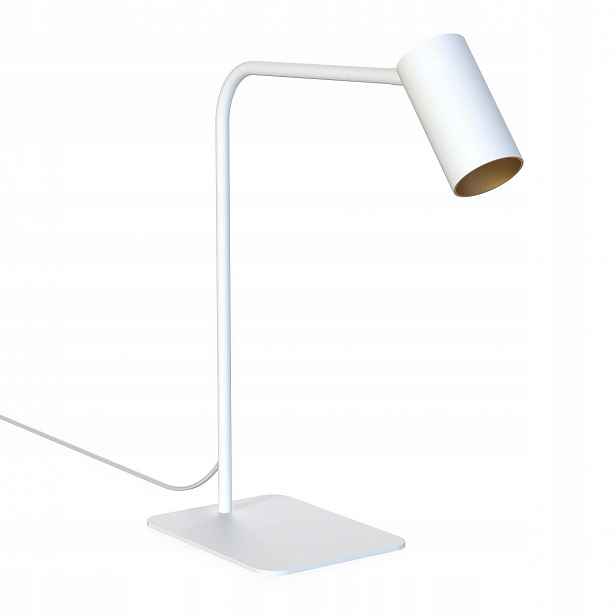 Stolní lampa bílá/zlatá s pohyblivým stínidlem a vypínačem, GU10