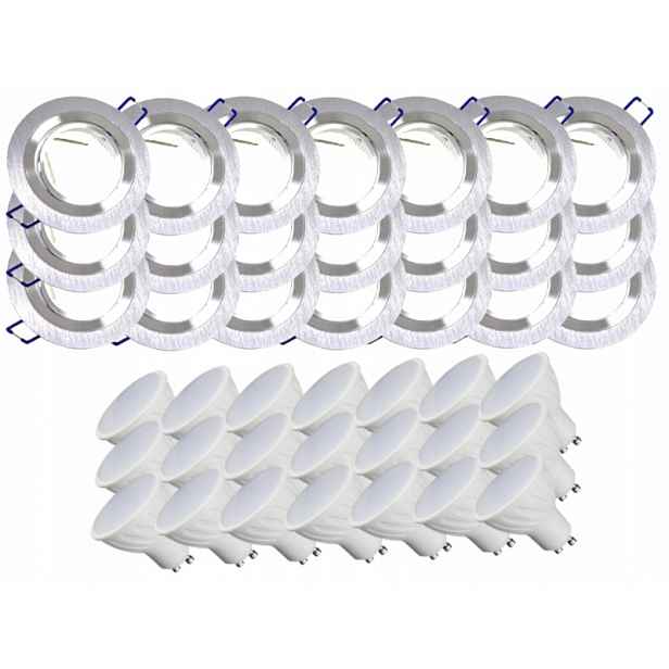 21 x Hliníková Lampa Inox Stropní Zapuštěná Led Žárovky 10W