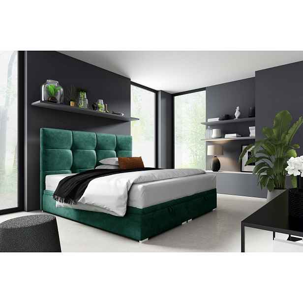 Čalouněná postel Honor II 180x200cm, zelená Monolith HELCEL
