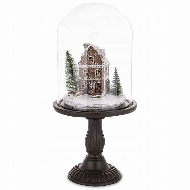 Dekorace domeček Led skleněná vícebarevná 35x17x17 cm