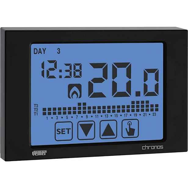 Nástěnný programovatelný termostat Vemer Chronos 230 Nero 454500