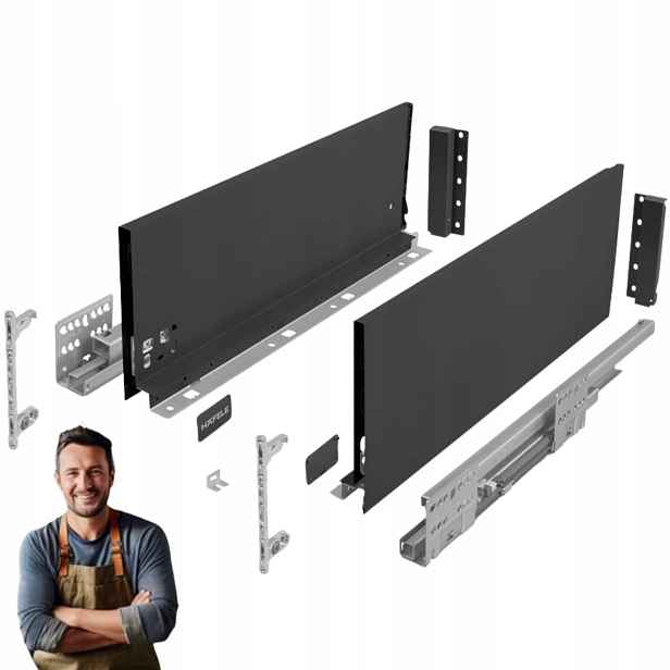 Šuplík Hafele Matrix Slim 450 mm H-167 35 kg 514.14.224 Tenká Antracit