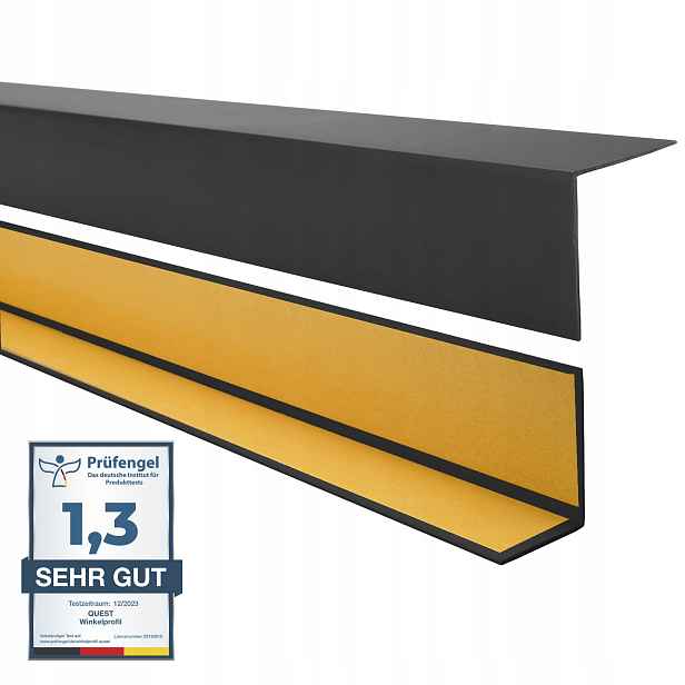 Úhelník tvrdý Pvc profil úhlový, samolepicí, černý, 50x50 mm, 200 cm