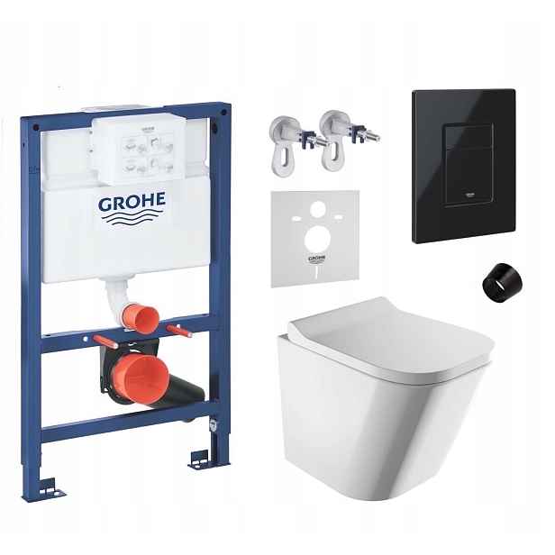 7v1 Podomítkový Wc set, rám Grohe 820 mm Wc mísa Rim Omnires tlačítko