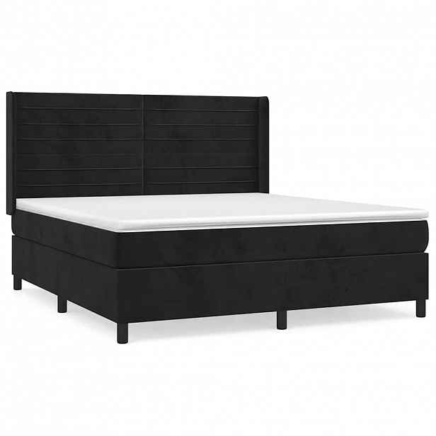 vidaXL Box spring postel s matrací černá 160x200 cm samet