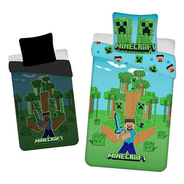 Bavlněné dětské povlečení se svítícím efektem na jednolůžko 140x200 cm Minecraft "Jungle Fight" – Jerry Fabrics