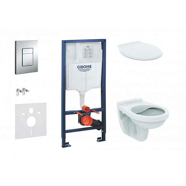 Grohe Rapid SL - Set předstěnové instalace, klozet Alpha se sedátkem, tlačítko Skate Cosmopolitan, chrom 38528SET-KR
