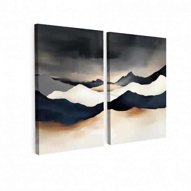 MuchoWow OBRAZ NA PLÁTNĚ 2dílná sada Krajina - abstraktní - moderní 80x60 cm