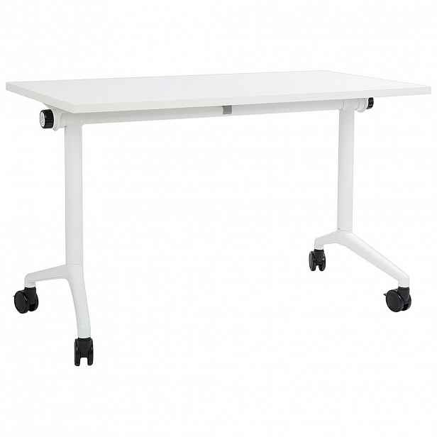 Beliani PSACÍ STŮL Skládací Bílý 120/60 cm s kolečky Cavi