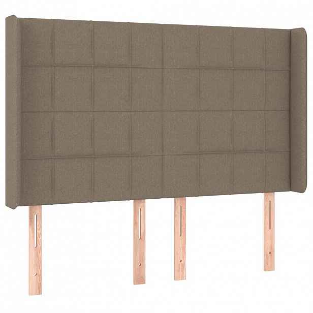 vidaXL Čelo postele typu ušák taupe 147x16x118/128 cm textil