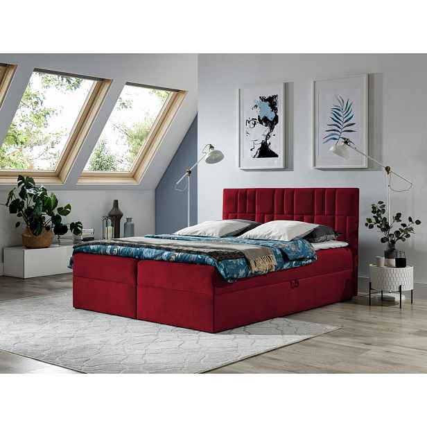 Americká manželská postel 140x200 TOMASA 3 - červená + topper ZDARMA