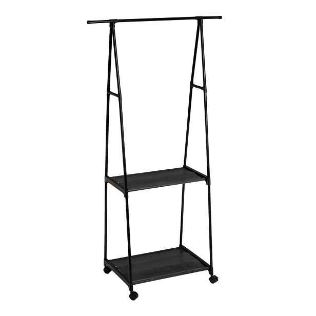 Černý kovový pojízdný stojan na oblečení 84x43x156 cm – Casa Selección