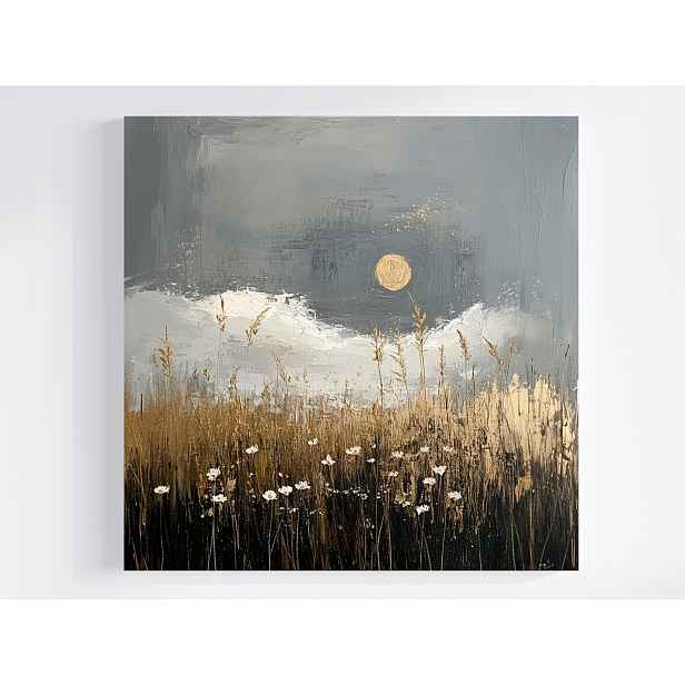 Obraz Na Plátně Canvas Abstrakce Krajina Pole Obilí Noc Měsíc 60x60