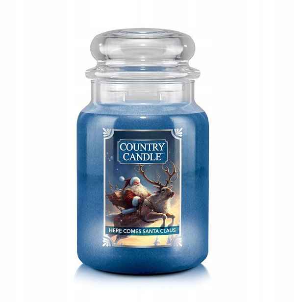 Velká svíčka Here Comes Santa Claus Country Candle