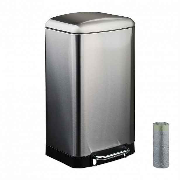Relaxdays KOŠ Stříbrný 30 l nerez Soft-Close pedál