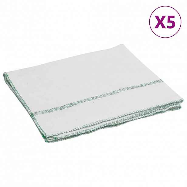 vidaXL Čistící utěrky 5 ks bílé se zelenými pruhy 50 x 60 cm