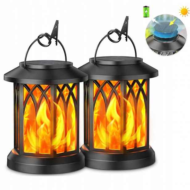 2x Solární Lampa Led Efekt Plamen Lampion Pochodeň