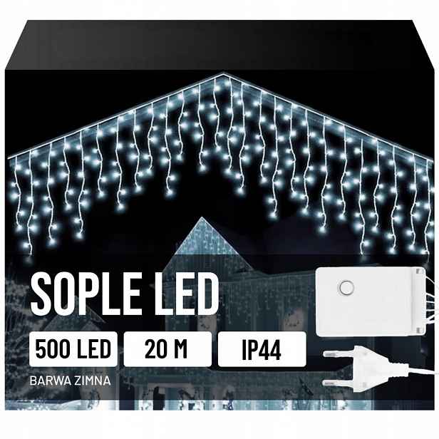 Lampičky Sople Bílé Vánoční Venkovní Studené Lesk 500 Led
