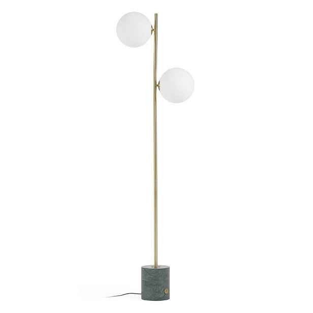 Stojací lampa v zeleno-zlaté barvě se skleněným stínidlem (výška 161 cm) Lonela – Kave Home