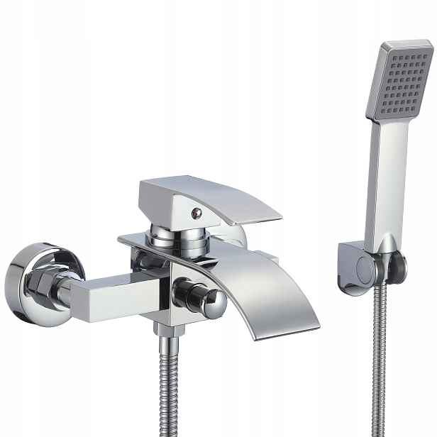 Stříbrná Nástěnná Vanová Baterie Sprchový Set Vodopád Premium Set